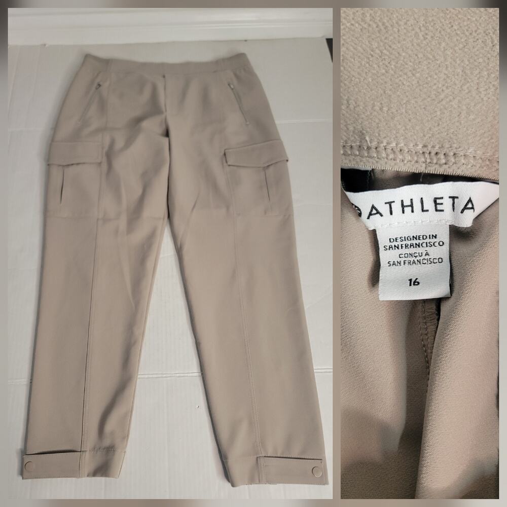 Athleta Straight-Leg Cargo Pants in Light Taupe
